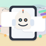 Layered-paper robot inside blank chat bubbles on a phone, representing BONKbot Telegram trading on Solana