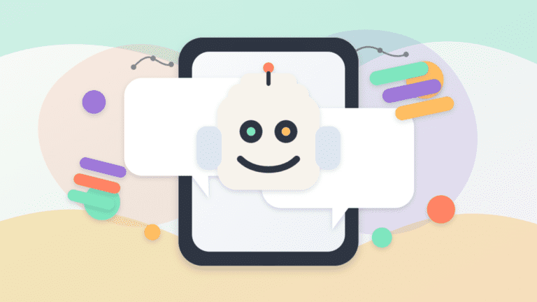 Layered-paper robot inside blank chat bubbles on a phone, representing BONKbot Telegram trading on Solana