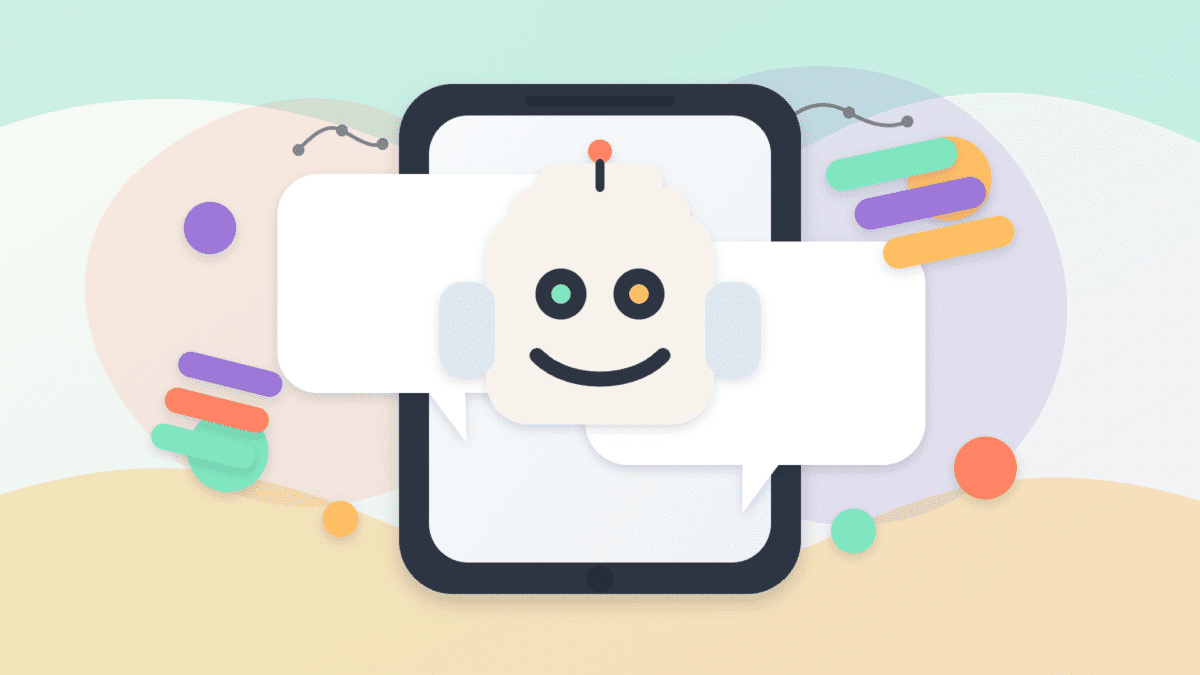 Layered-paper robot inside blank chat bubbles on a phone, representing BONKbot Telegram trading on Solana