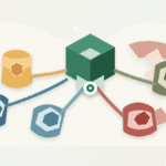 Layered paper illustration showing several independent blockchain clients supporting one shared network node