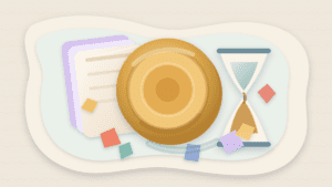 Layered paper illustration of an aged coin, blank time sheets, and cut paper fragments representing coin days destroyed