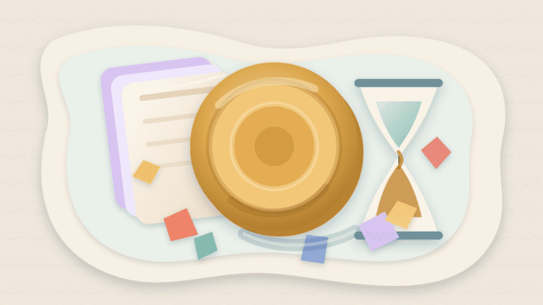 Layered paper illustration of an aged coin, blank time sheets, and cut paper fragments representing coin days destroyed