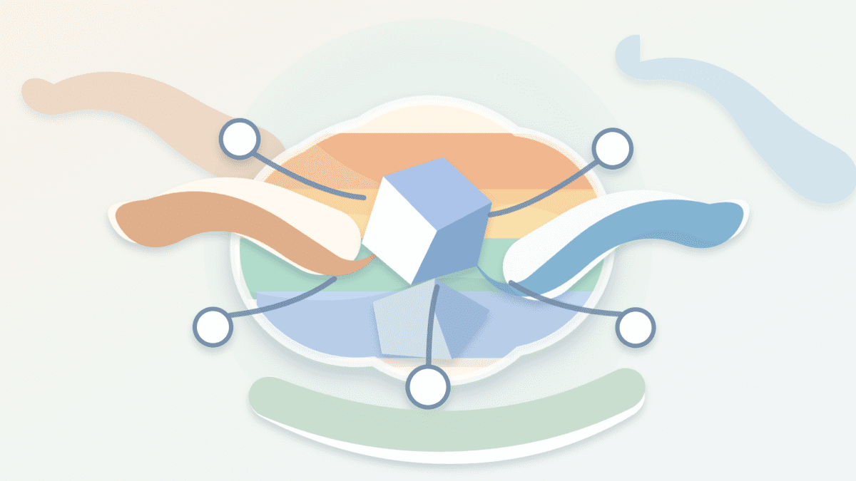 Layered paper collage showing rollup data streams, abstract data shards, blob layers, and validator nodes for danksharding