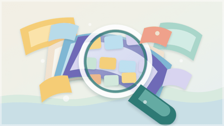 Layered paper illustration of blockchain data pieces visible through a cutaway magnifying glass, representing data availability.