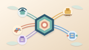Layered paper illustration of independent DePIN infrastructure nodes connected to a central coordination hub