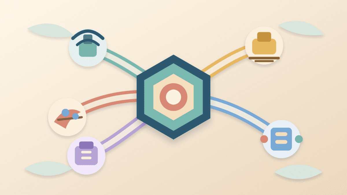Layered paper illustration of independent DePIN infrastructure nodes connected to a central coordination hub