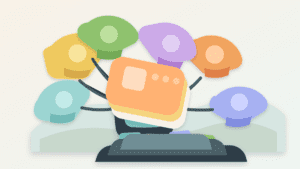 Layered paper illustration showing multiple sequencer participants ordering transaction cards into one rollup path