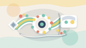 Layered paper cover illustration showing Eigen points as colored score markers moving around a restaking route before reaching a separated wallet card