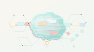 Layered-paper illustration showing temporary data strips forming an ephemeral blob, with fragments pruning away and a commitment seal remaining