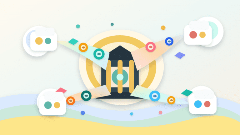 Layered paper illustration showing crypto assets leaving an exchange vault for external wallets