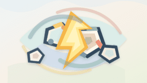 Layered-paper illustration of a sudden flash loan attack bending a fragile DeFi vault