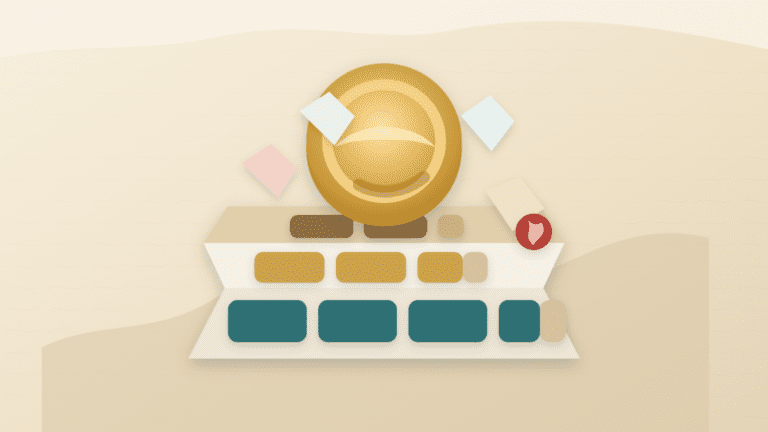Layered paper collage showing a stablecoin token balanced above full and partial reserve compartments
