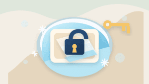 Layered paper illustration of a frozen token account locked under an authority key