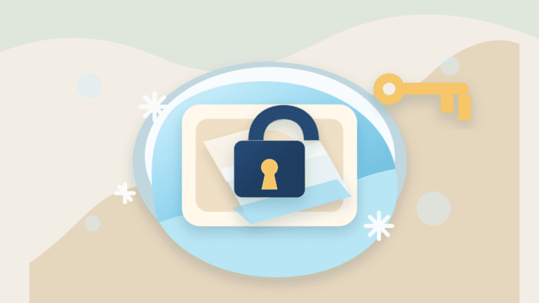 Layered paper illustration of a frozen token account locked under an authority key