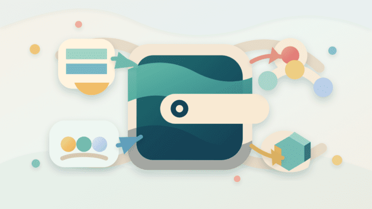 Layered paper illustration of a funding wallet routing exchange balances and on-chain source funds