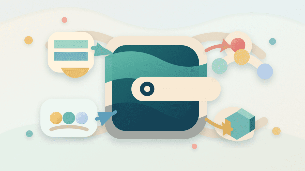 Layered paper illustration of a funding wallet routing exchange balances and on-chain source funds