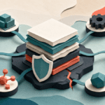 Layered paper illustration of a shielded protocol core with a few bounded governance controls around it