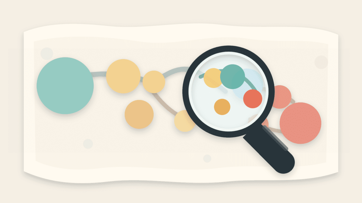 Layered paper illustration of a crypto holder map with clustered wallet bubbles under a magnifying glass
