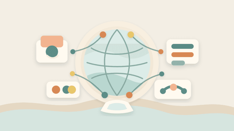 Layered paper illustration of a global internet market with abstract wallets, asset cards, and connected market venues