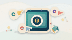 Layered-paper illustration of a keyshare wallet with three separate key fragments converging on a secure wallet