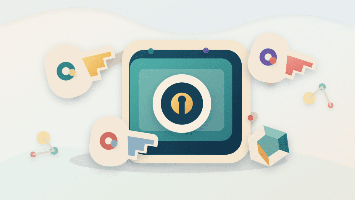 Layered-paper illustration of a keyshare wallet with three separate key fragments converging on a secure wallet