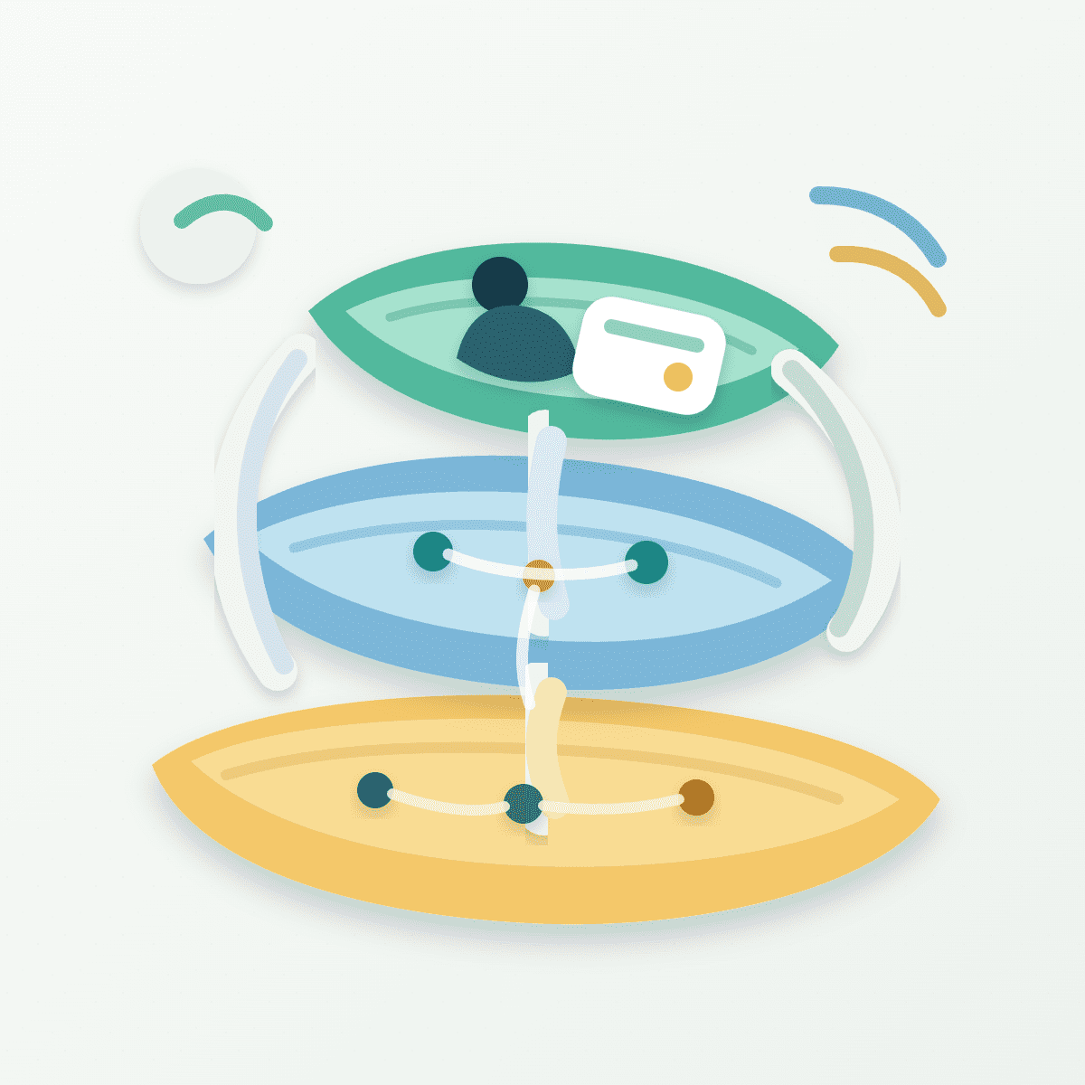Layered paper cover showing an app-specific crypto layer stacked above broader blockchain settlement and base-security layers