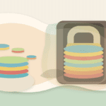 Layered-paper illustration showing a small tradable token stack in front of a much larger locked token supply