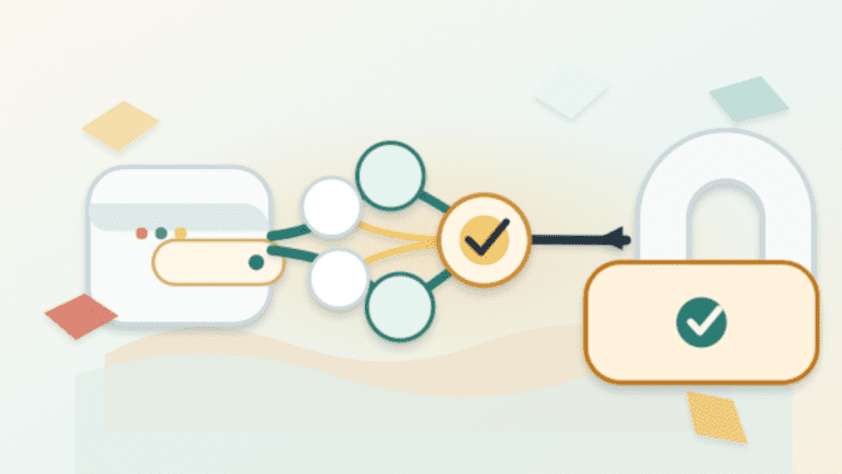 Layered paper illustration of a wallet sending a Merkle-style proof path to a verified claim gate