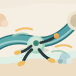 Layered paper illustration of a tiny token-like runner sprinting through a narrow liquidity path