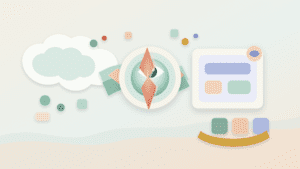 Layered paper illustration showing a cracked oracle lens between offchain data shapes and a smart contract card