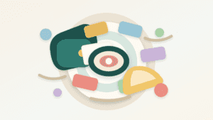 Layered paper illustration showing a blank user order entering an auction ring with competing bidder shapes and a settlement tray