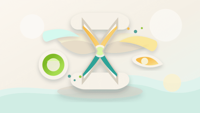 Layered paper illustration showing a yield-bearing asset split into separate principal and yield layers around an hourglass shape