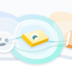 Layered paper illustration of a transaction packet moving through a screened private route before reaching a blockchain block