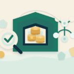 Layered paper collage showing a vault of reserve tokens, a balance tree, and a verification magnifier