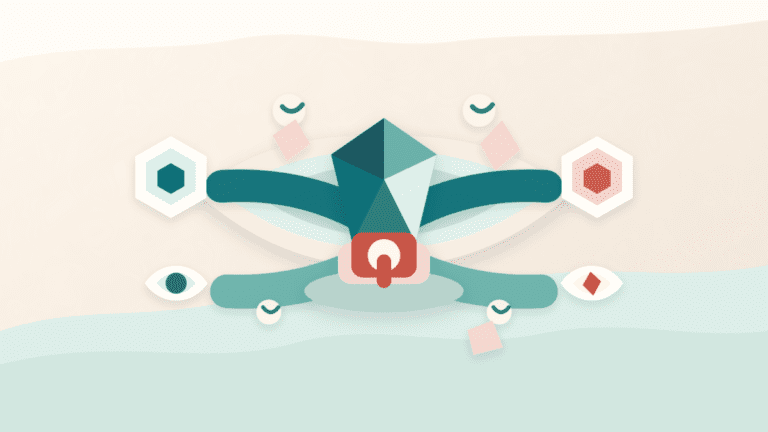 Layered-paper illustration of a staked crypto asset securing multiple services with added reward and risk layers