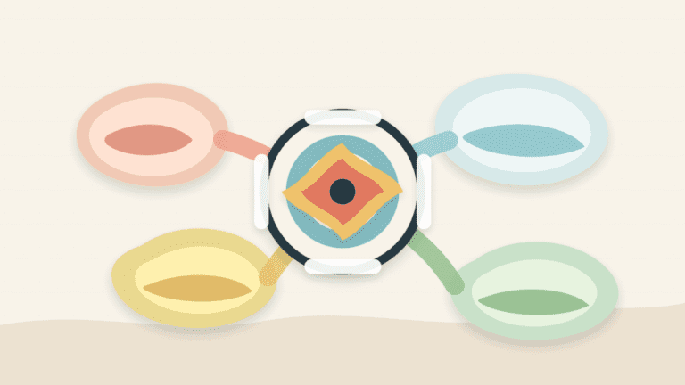 Layered-paper illustration of separate rollup stacks coordinated by one central shared sequencing hub
