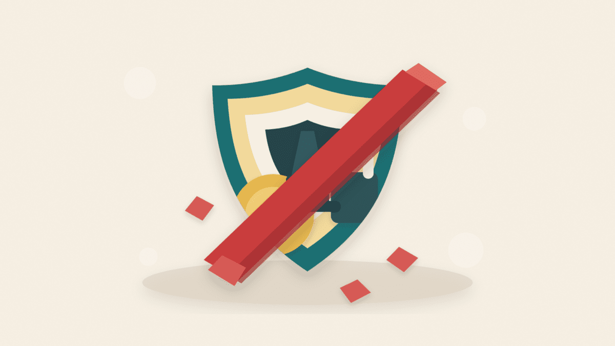 Layered paper illustration of a staking shield and validator lock cut by a red slash to show slashing risk