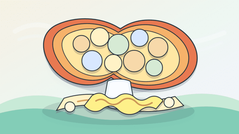 Layered paper illustration of a heavy supply stack hanging over a fragile market platform